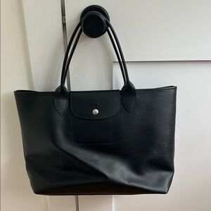 Longchamp Le Pliage City Black Coated Canvas Tote